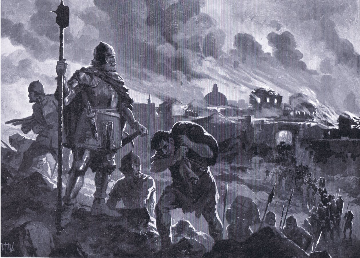 Ivan il Nero incendia Zhabliak 1484, da Storia delle Nazioni di Hutchinson (Volume 4) pubblicato da Hutchinson, c. 1920 da John Harris Valda