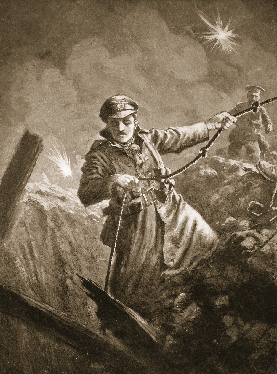 Il tenente G.P. Burlton che assiste nel salvataggio di uomini incoscienti da un pozzo minerario da John Harris Valda