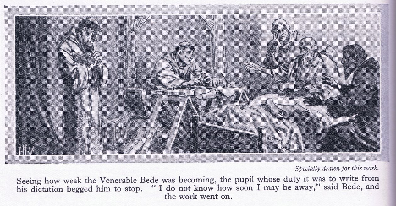 Gli ultimi giorni del Venerabile Beda che traduce il Vangelo di San Giovanni in inglese da John Harris Valda