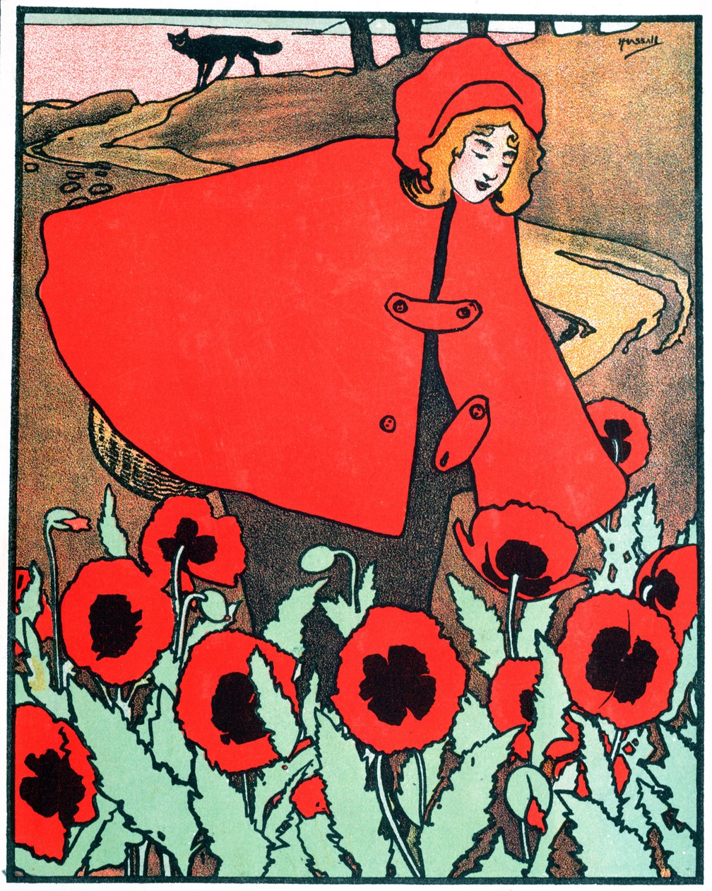 Cappuccetto Rosso, illustrazione dalla storia di Charles Perrault (1628-1703) da John Hassall