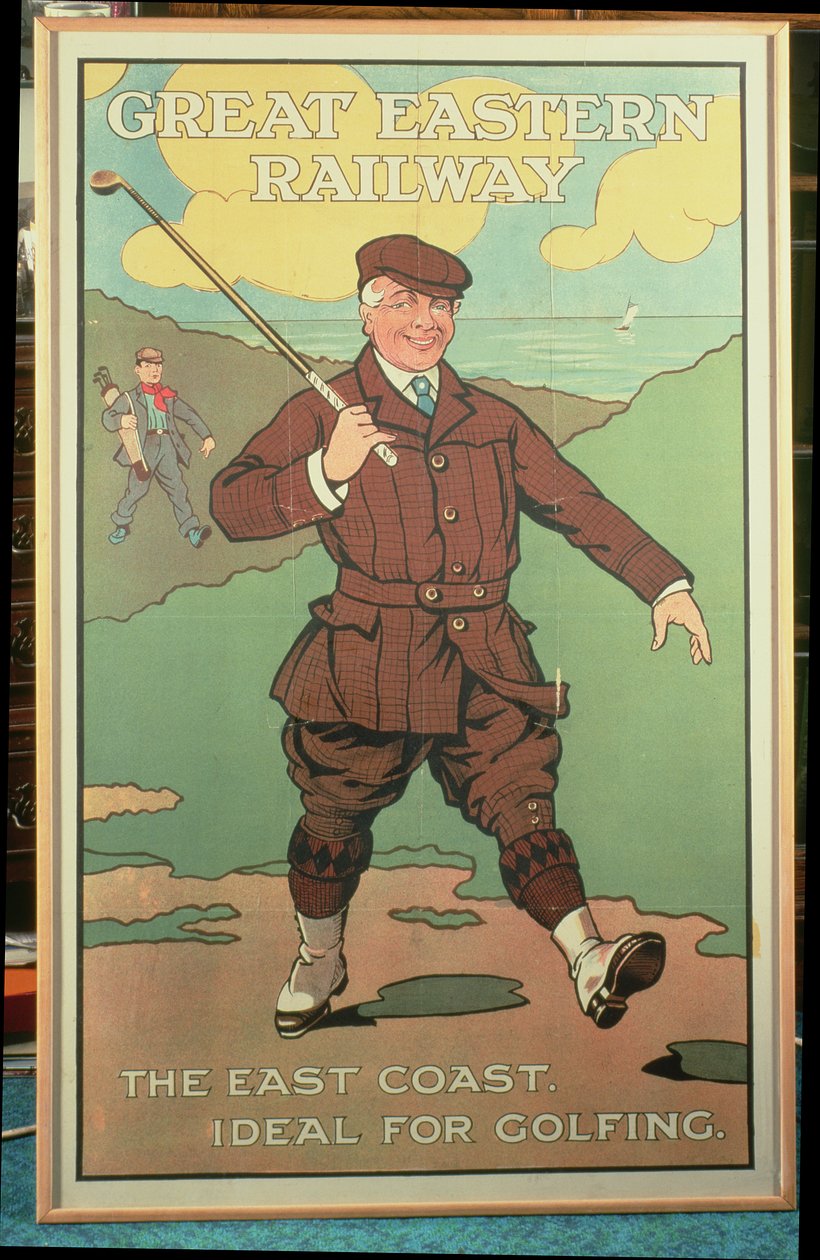 La costa orientale: ideale per il golf. Poster per la Great Eastern Railway da John Hassall