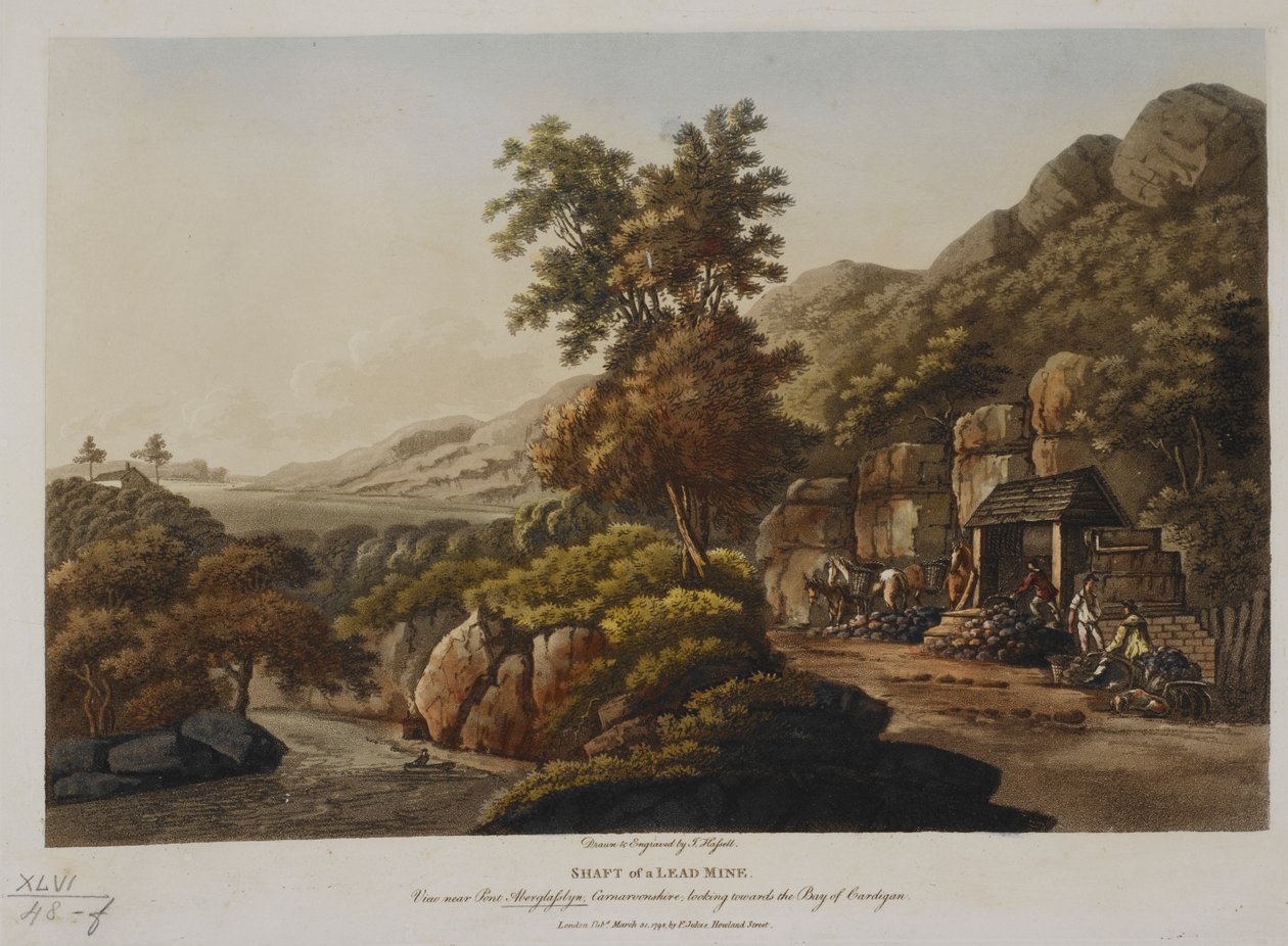 Albero di una miniera di piombo. Vista vicino a Pont Aberglaslyn, Carnarvonshire, verso la Baia di Cardigan, pubblicata nel 1798 da John Hassell