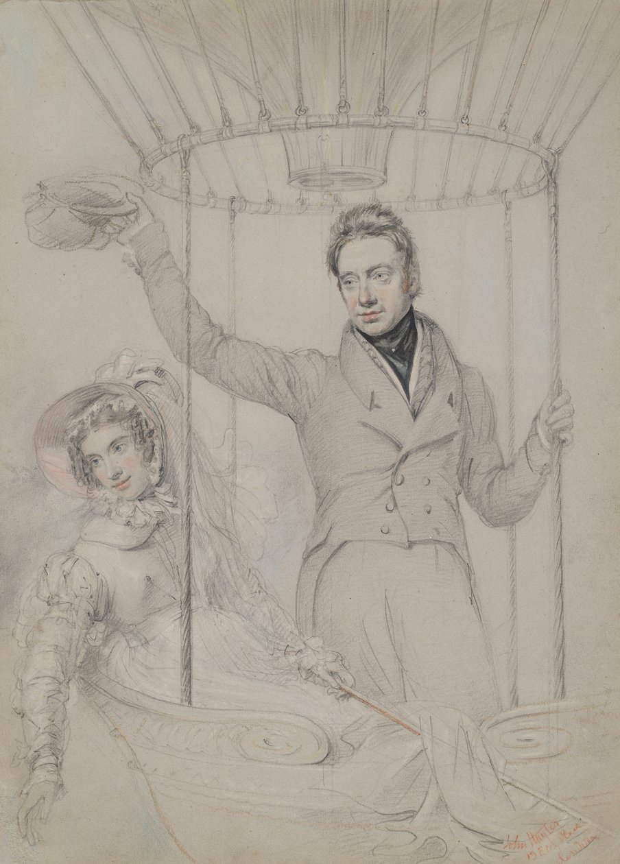 George Graham e sua moglie Margaret, in ascesa con un pallone, Londra, 1823 da John Hayter