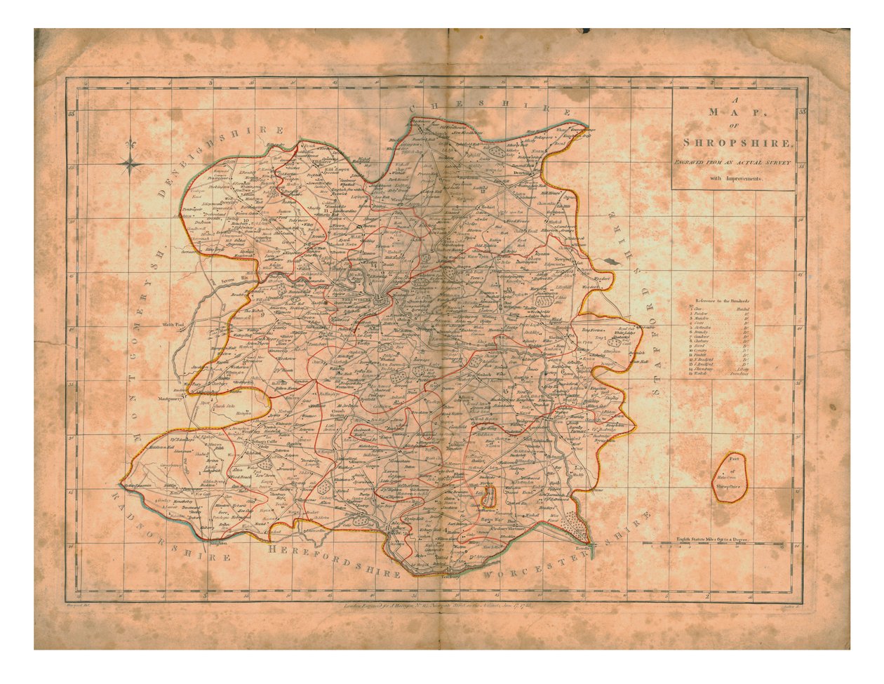 Una mappa dello Shropshire, c1788 da John Haywood