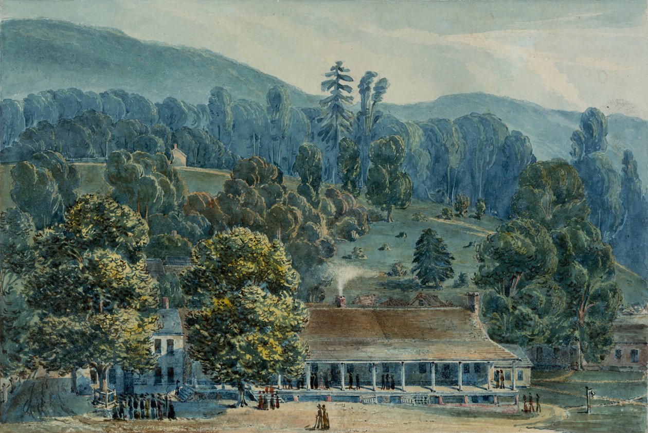 Sala da pranzo e uffici del palco a White Sulphur Springs da John Hazelhurst Boneval Latrobe