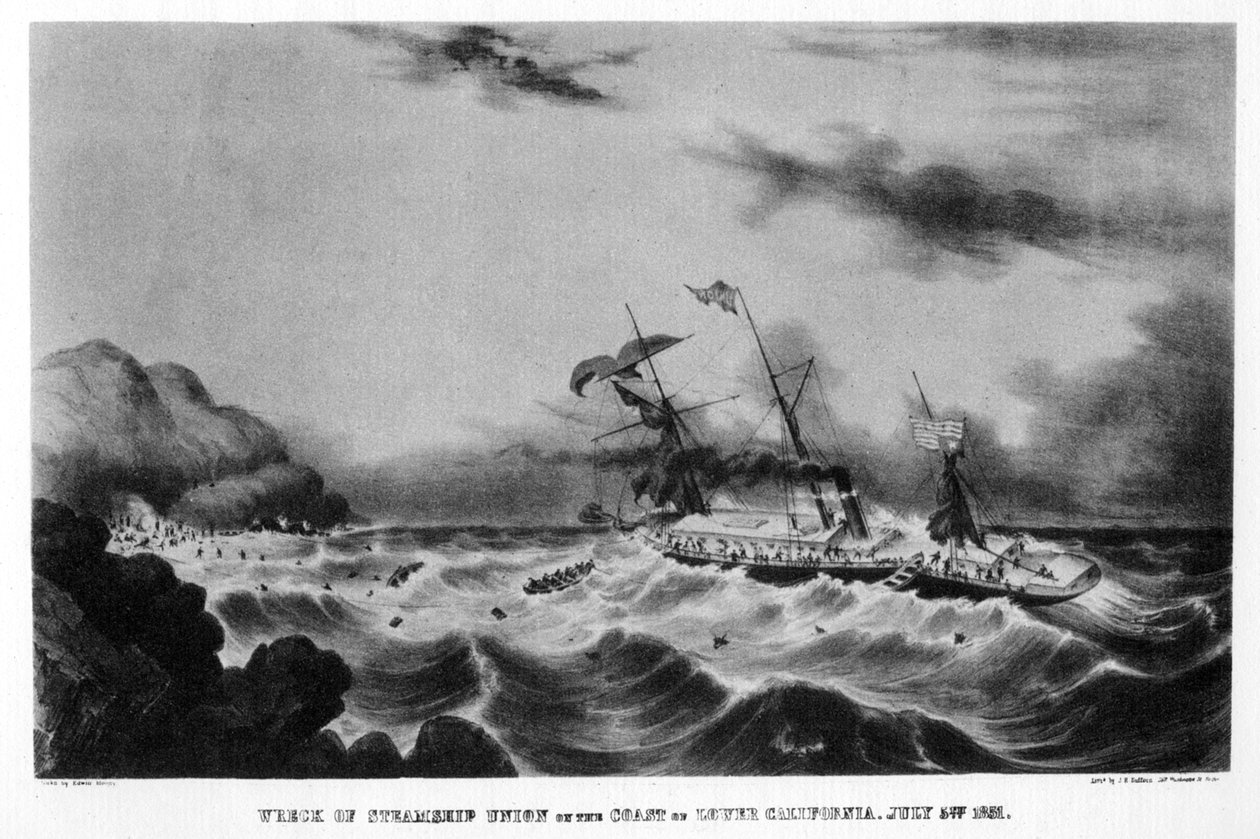Il naufragio del piroscafo Union sulla costa della Bassa California, 1851 1937 da John Henry Bufford