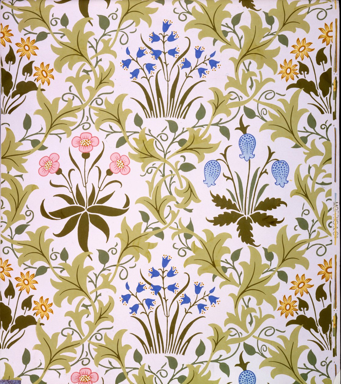 Disegno di carta da parati Celandine, fine 1896 da John Henry Dearle