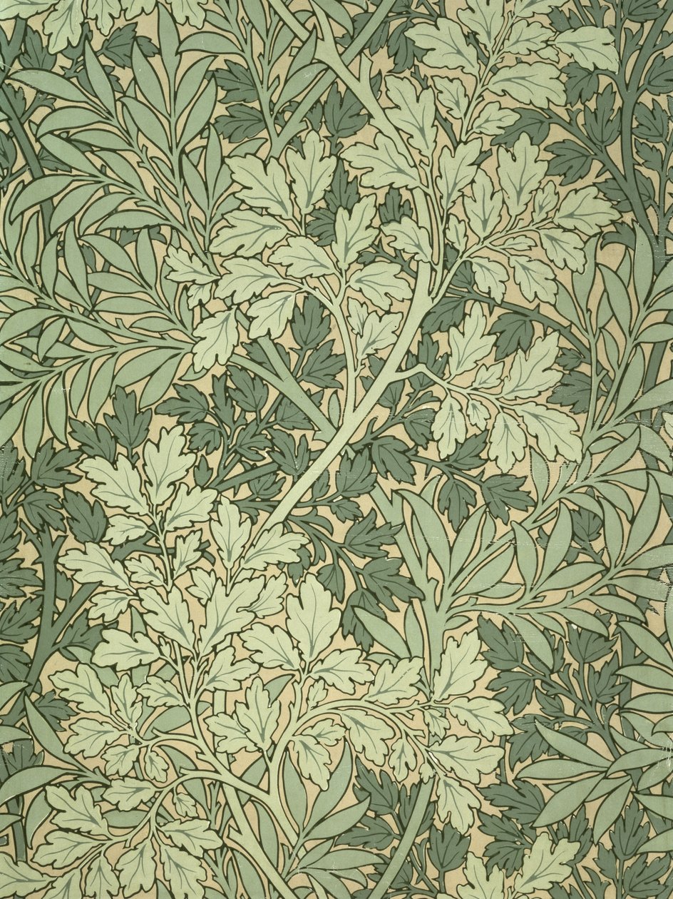 Carta da parati con fogliame, disegnata da John Henry Dearle per Morris and Company da John Henry Dearle