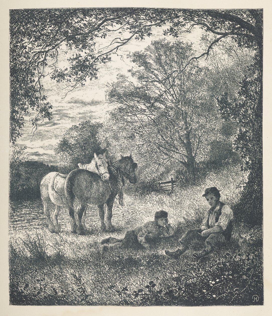 Uomo, ragazzo e cavalli da tiro, Nature Pictures, Una serie di trenta illustrazioni originali disegnate su legno da J. H. Dell, e incise da R. Paterson da John Henry Dell