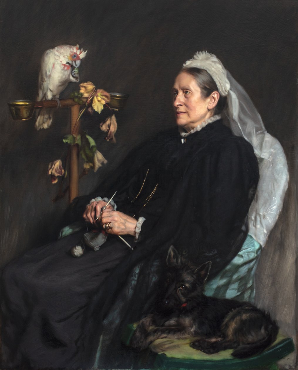 Vecchia signora e i suoi animali domestici da John Henry Lorimer