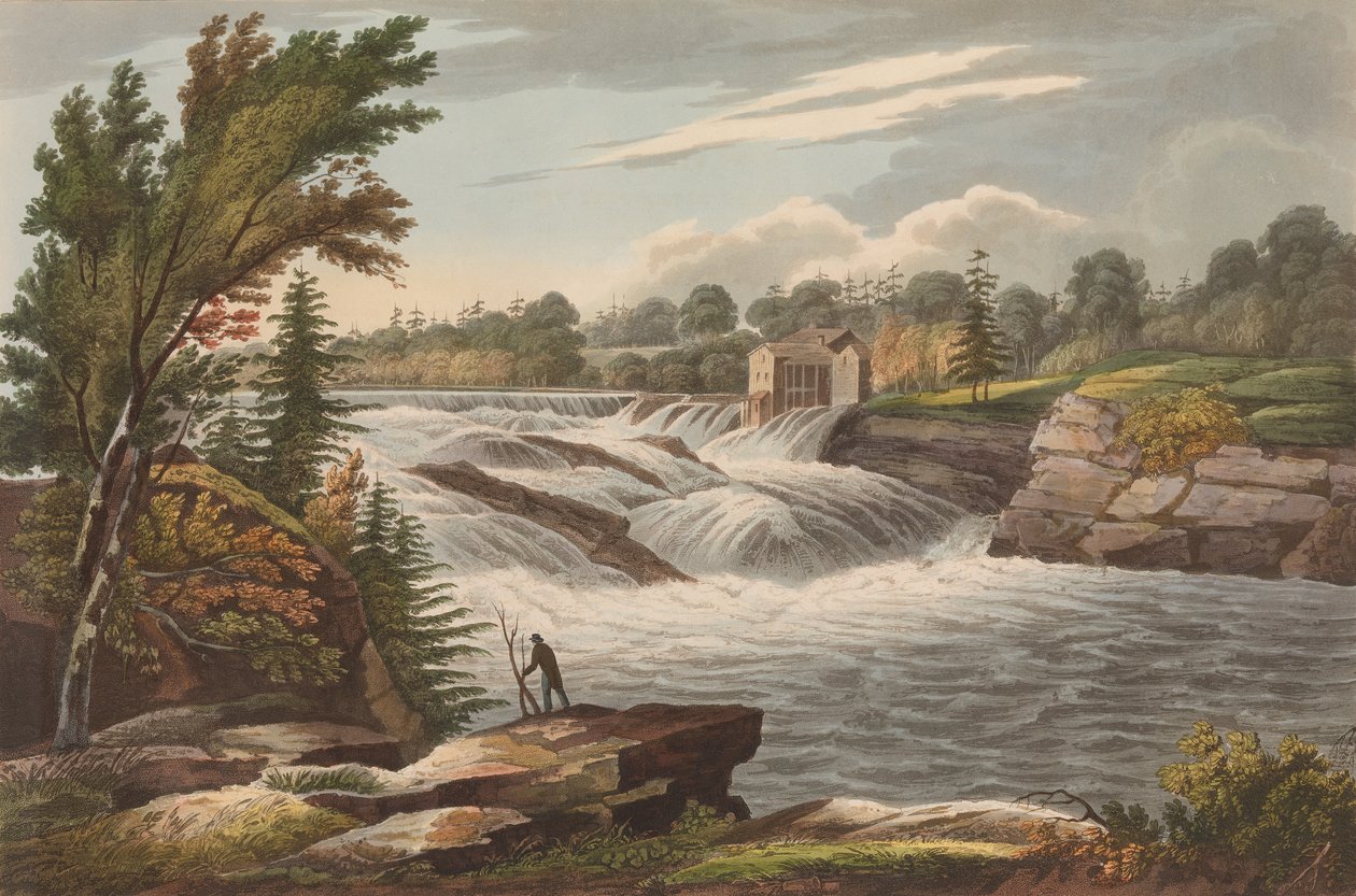 Cascate del fornaio n. 8 del Portfolio del fiume Hudson, 1823-24 da John Hill