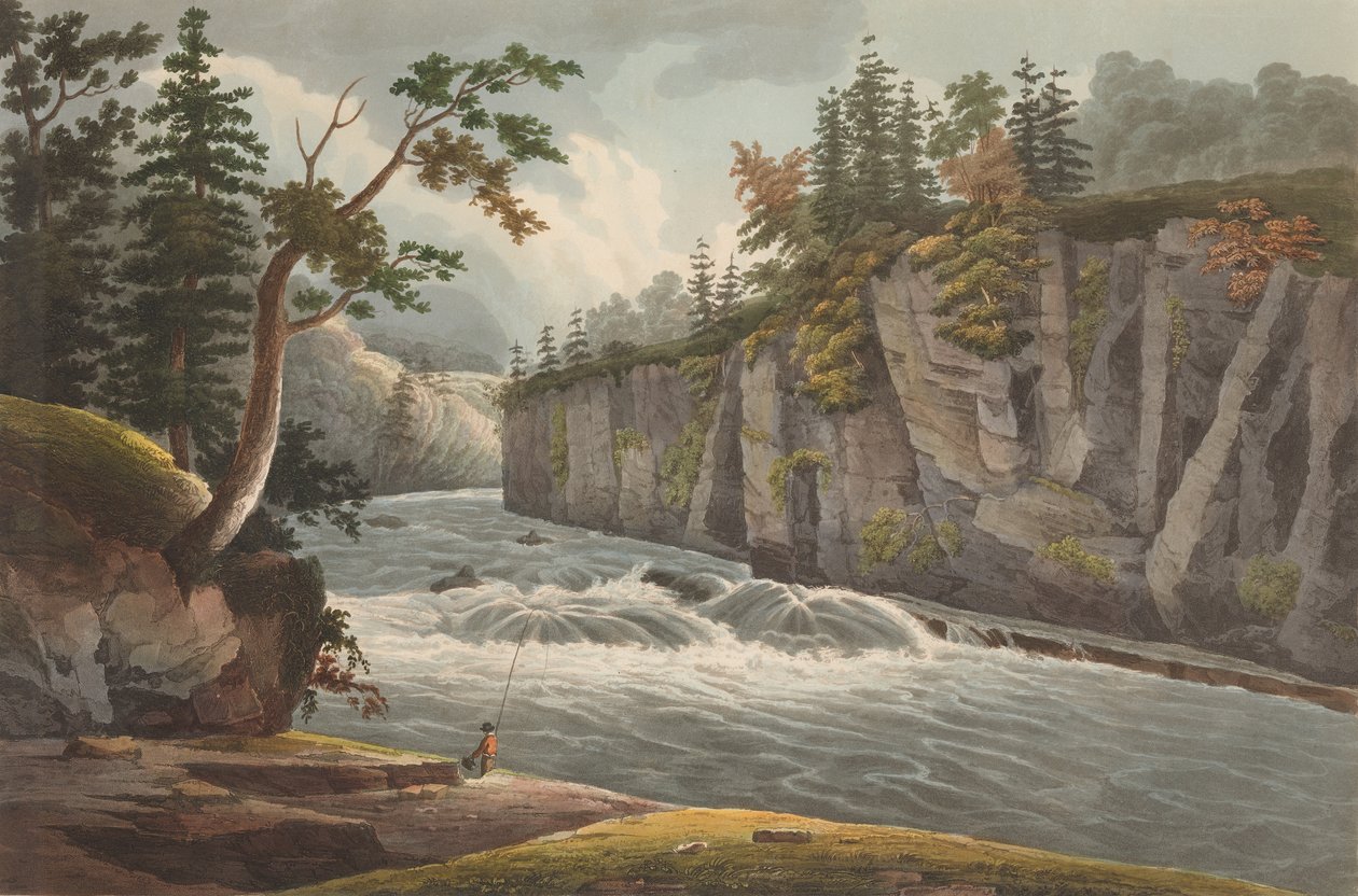 Rapide sopra le cascate di Hadley n. 4 del portfolio del fiume Hudson, 1822-23 da John Hill