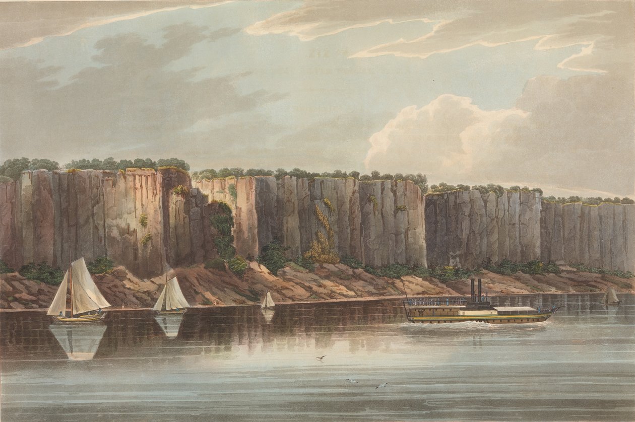 Le Palisades n. 19 del Portfolio del fiume Hudson, 1823-24 da John Hill