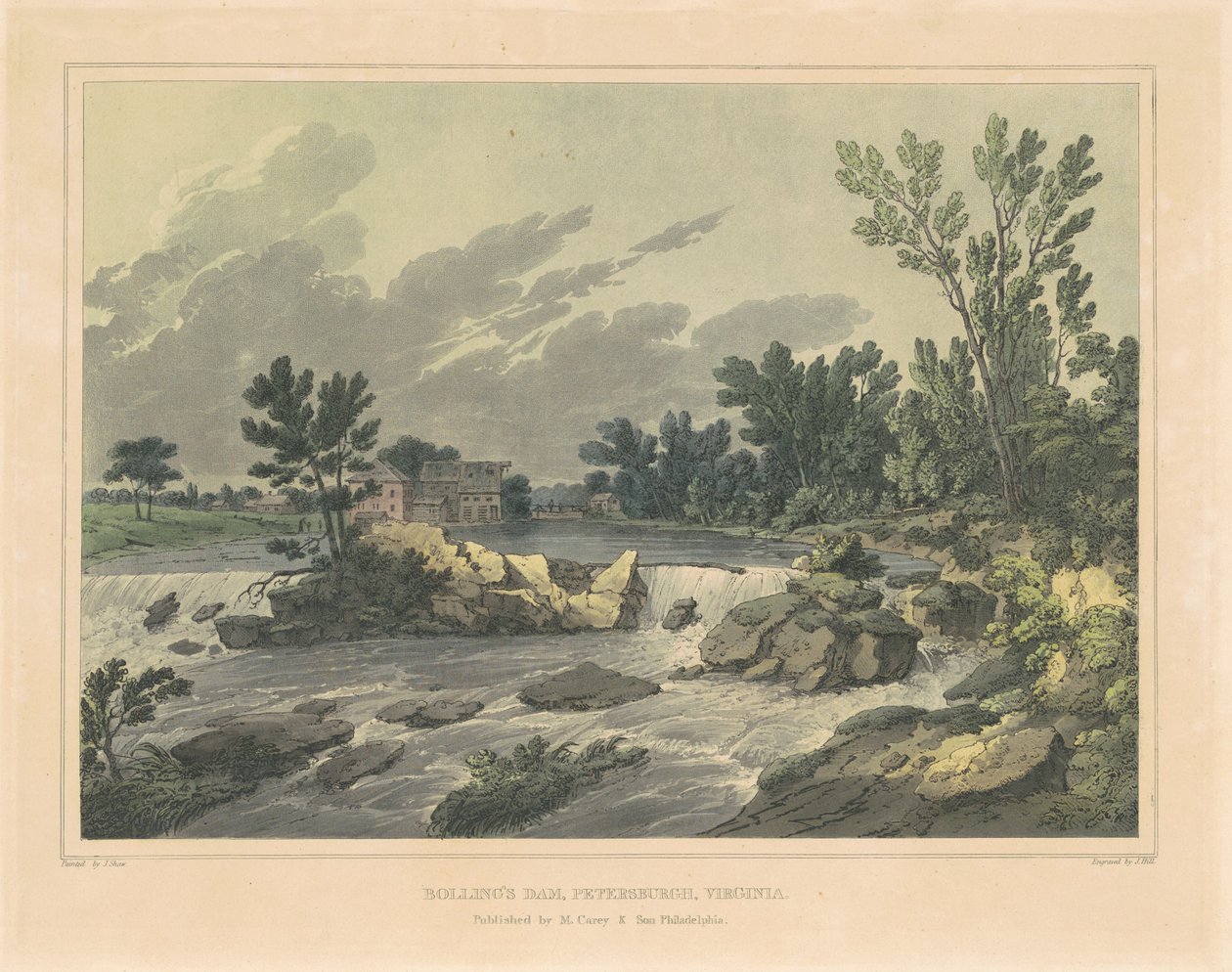 Diga di Bolling, Petersburgh, Virginia da John Hill, after Joshua Shaw