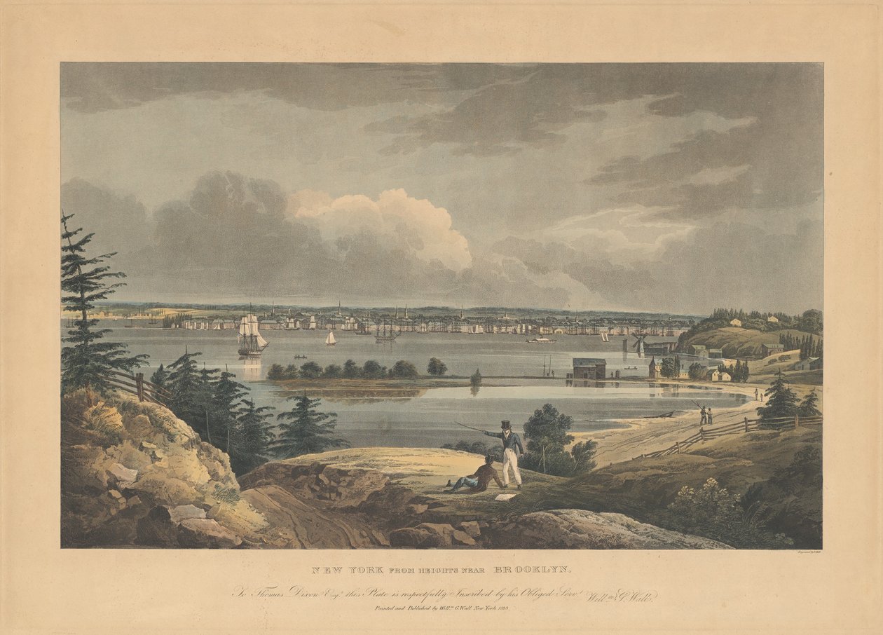 New York dalle alture vicino a Brooklyn da John Hill, after William Guy Wall