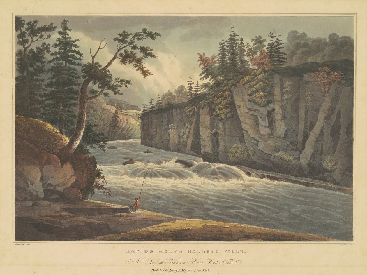 Rapide sopra le cascate di Hadley da John Hill, after William Guy Wall