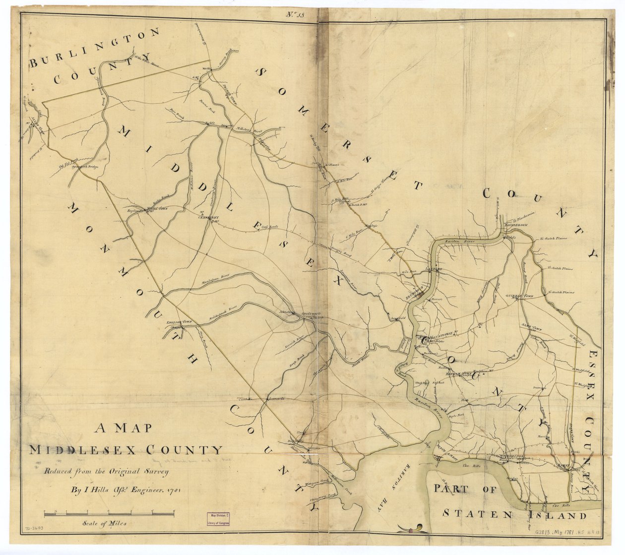 Mappa della contea di Middlesex. LOC gm72003603 da John Hills