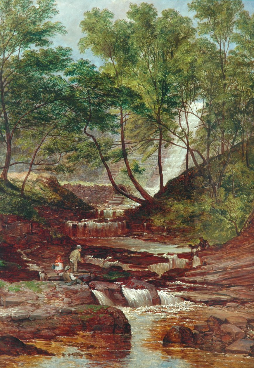 Cascata di Cat Holes Dam a Todmorden, 1870 da John Holland