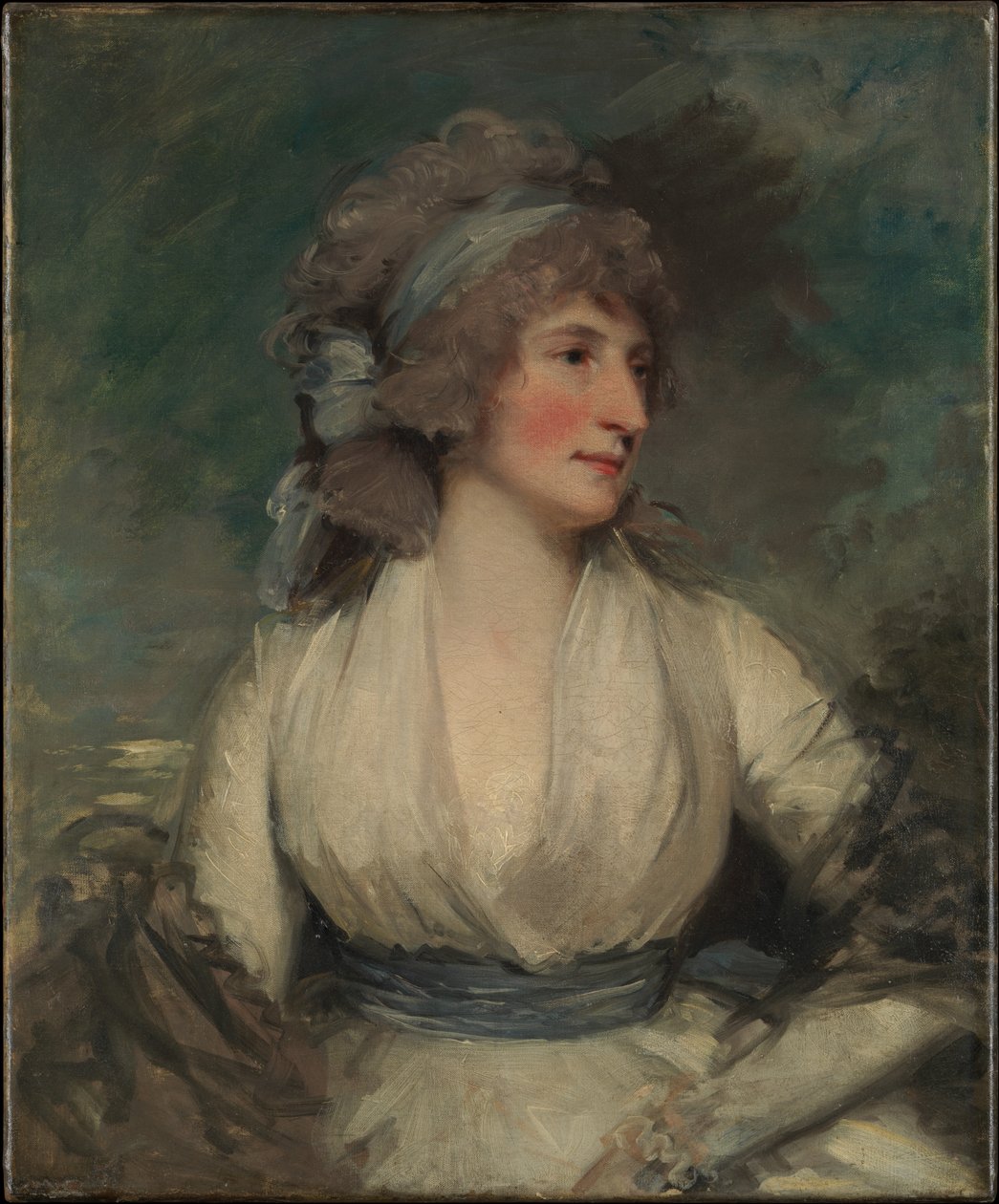 Ritratto di donna; (verso, ora coperto dalla tela di rifodero) Studio di testa di bambino da John Hoppner