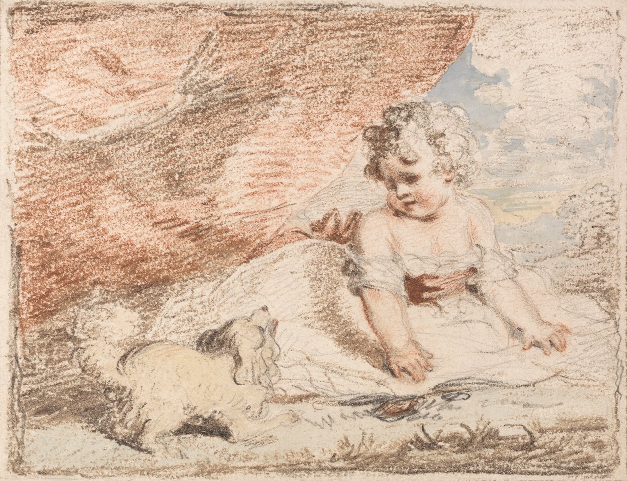 Bambino con cagnolino da John Hoppner