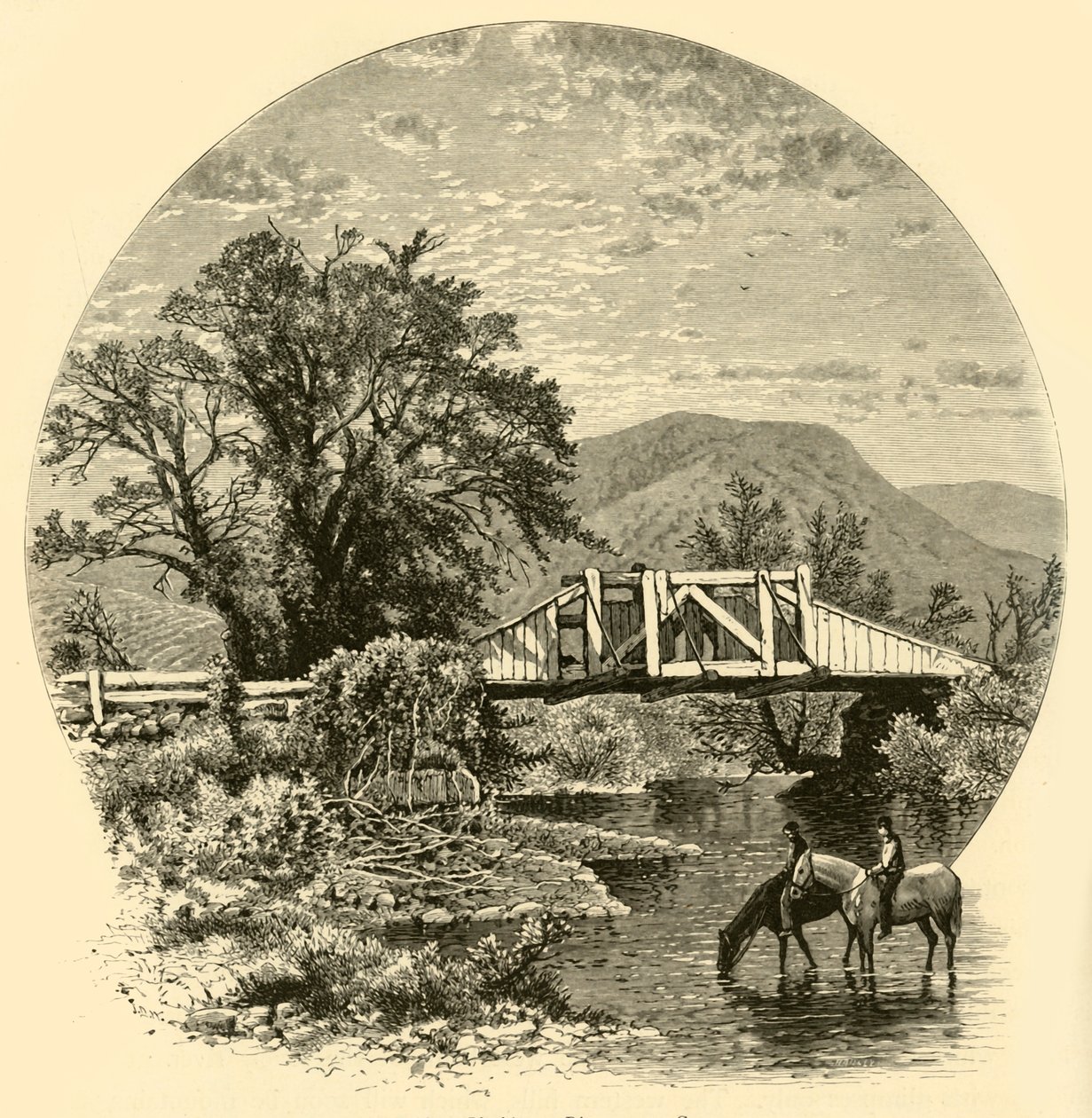 Vecchio ponte, fiume Blackberry, vicino a Canaan, 1874 da John J. Harley