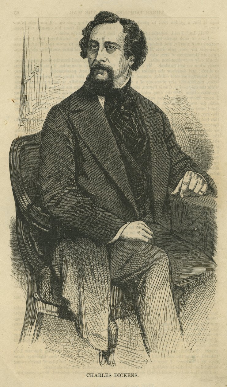 Charles Dickens, inciso da Bobbett-Hooper, da Harpers New Monthly Magazine, c.1864 da John Jabez Edwin Paisley Mayall