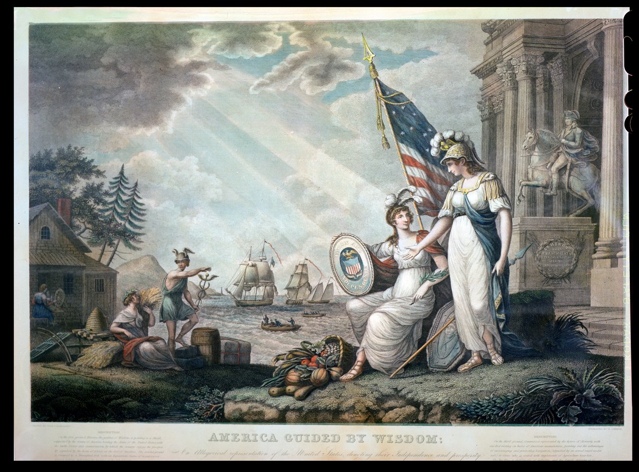 America guidata dalla saggezza, 1815 da John James after Barralet