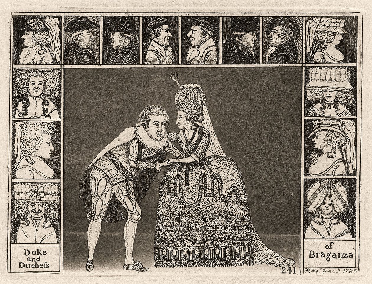 Mary Ann Yates e Laurence Clinch nei ruoli del Duca e della Duchessa di Braganza da John Kay