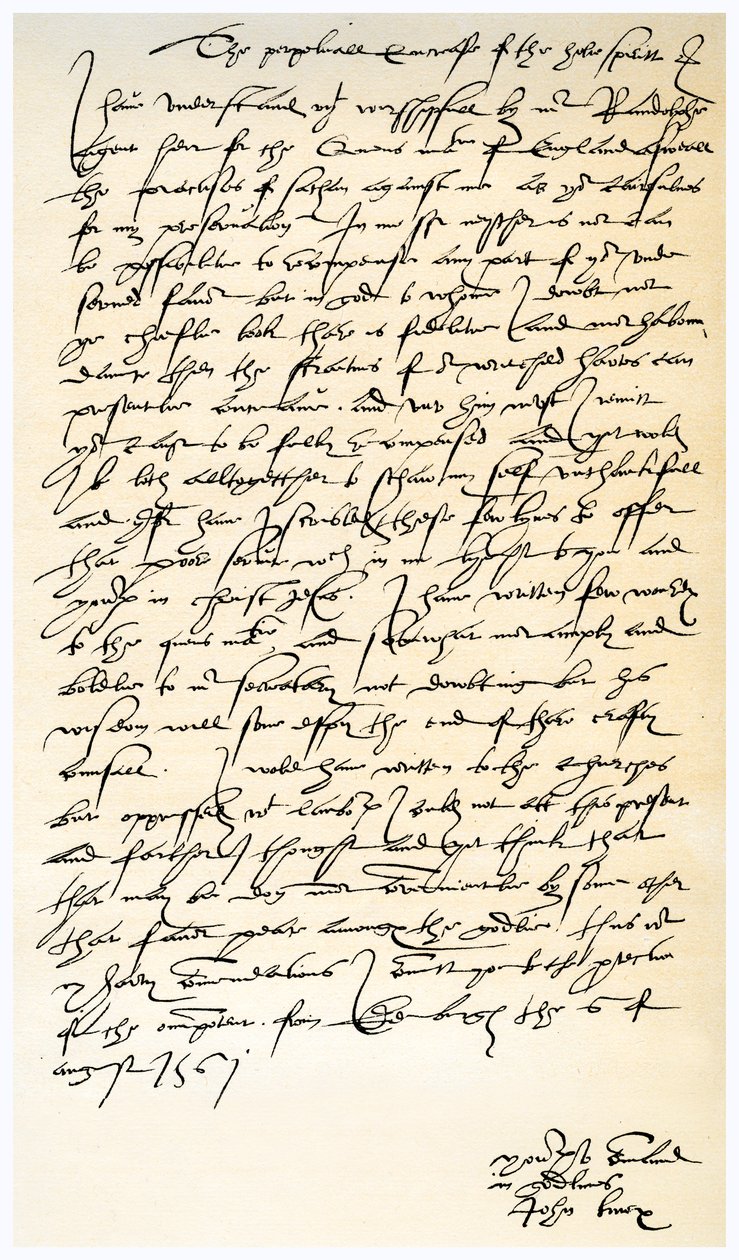 Lettera di John Knox a Sir Nicholas Throgmorton, 6 agosto 1561 da John Knox