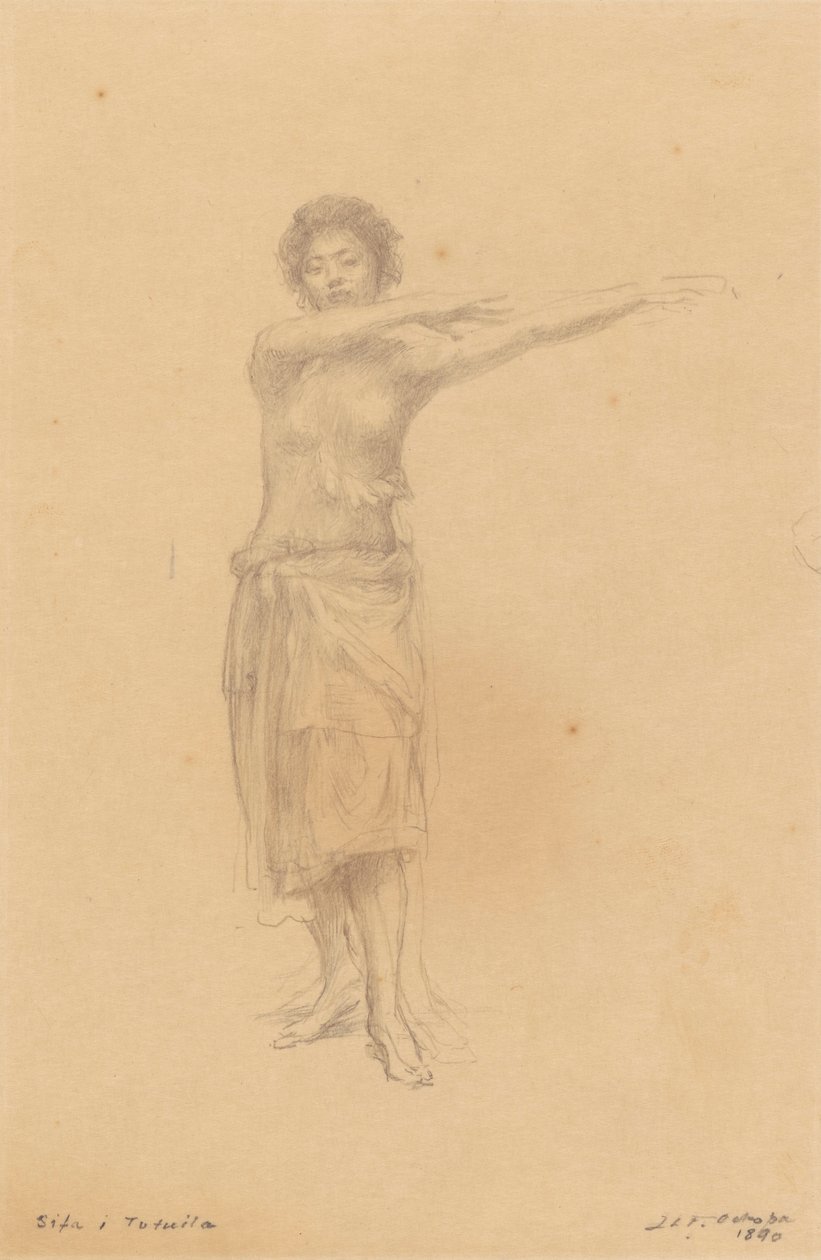 Taupo che danza il Siva in piedi, Samoa da John La Farge