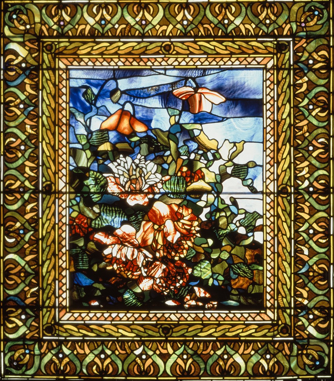 Papavero e fiore, 1897 circa (vetrata) da John La Farge or Lafarge
