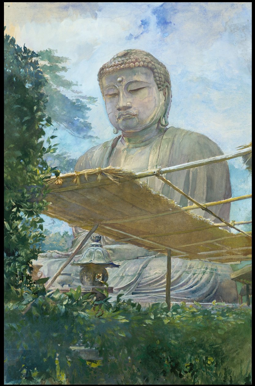 La grande statua di Amida Buddha a Kamakura, nota come Daibutsu, dal giardino del sacerdote da John La Farge or Lafarge