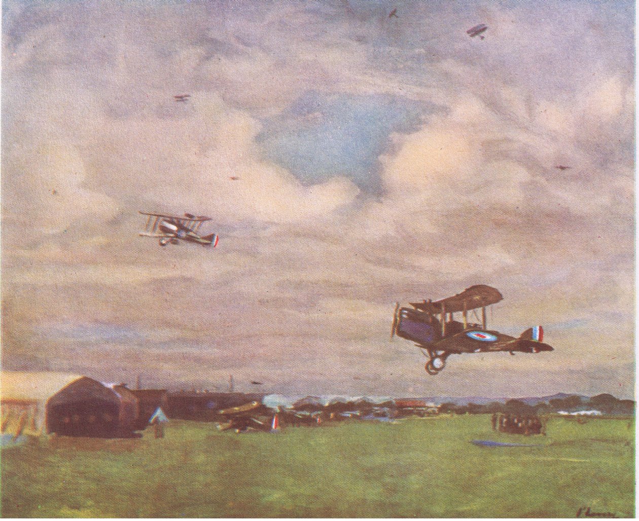 Un aerodromo nel 1918, da British Adventure pubblicato da Collins, 1947 da John Lavery