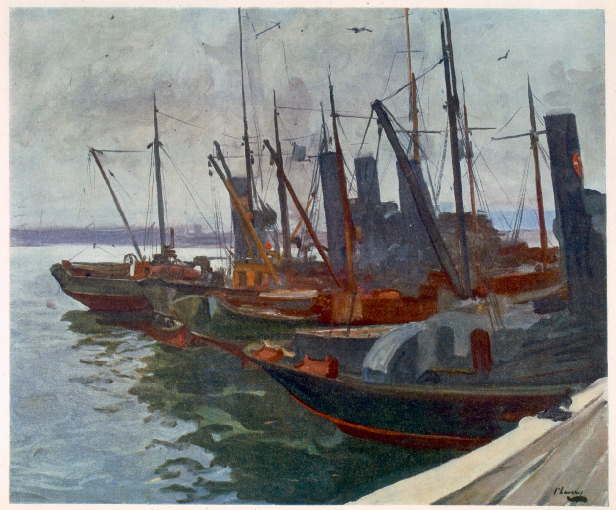 Dragamine in porto, da British Artists at the Front, Continuation of The Western Front, 1918 da John Lavery