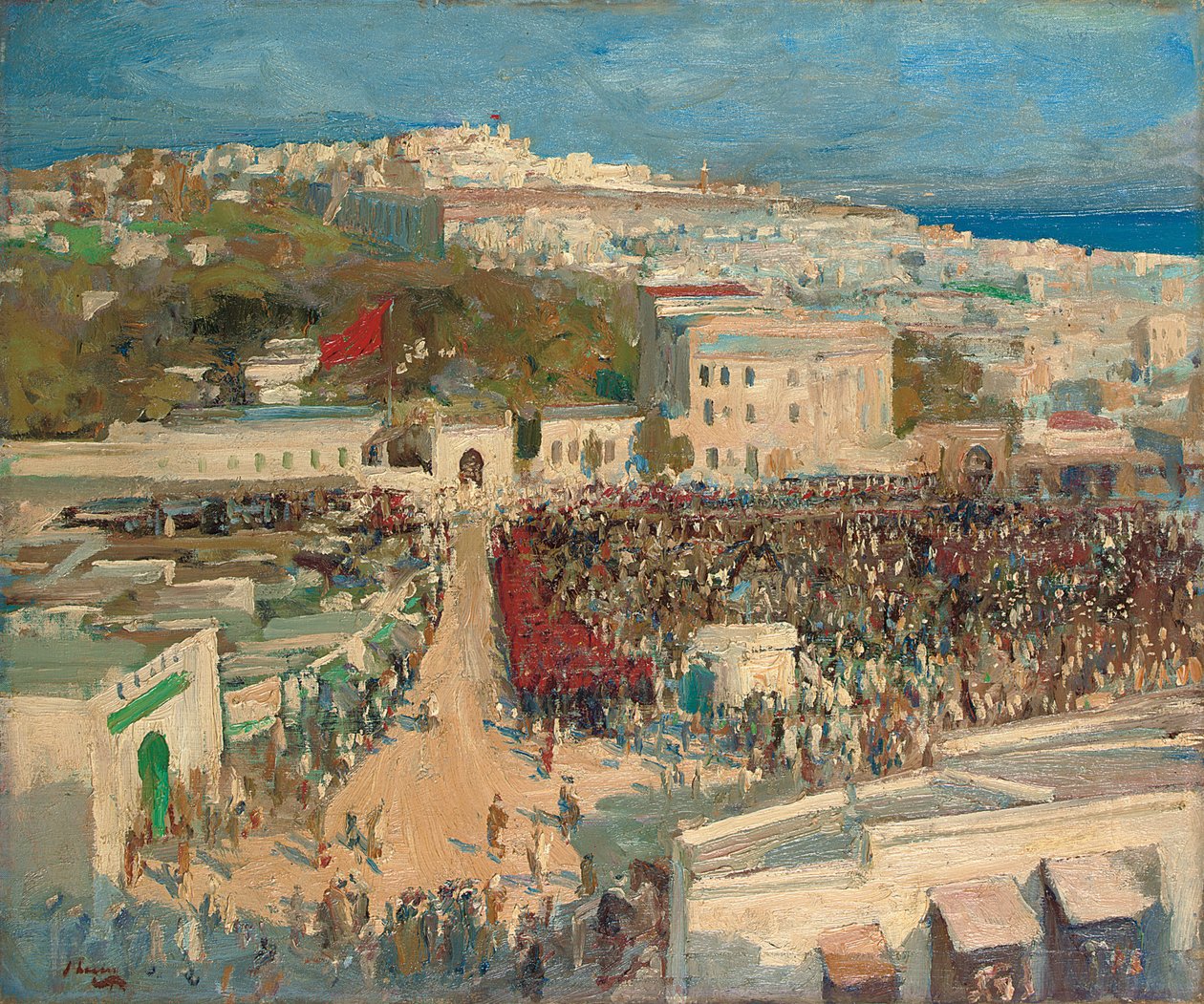 La bandiera moresca, issata sulla legazione tedesca, Tangeri da John Lavery