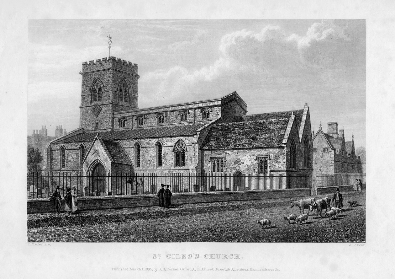 Chiesa di San Giles, Oxford, 1834 da John Le Keux