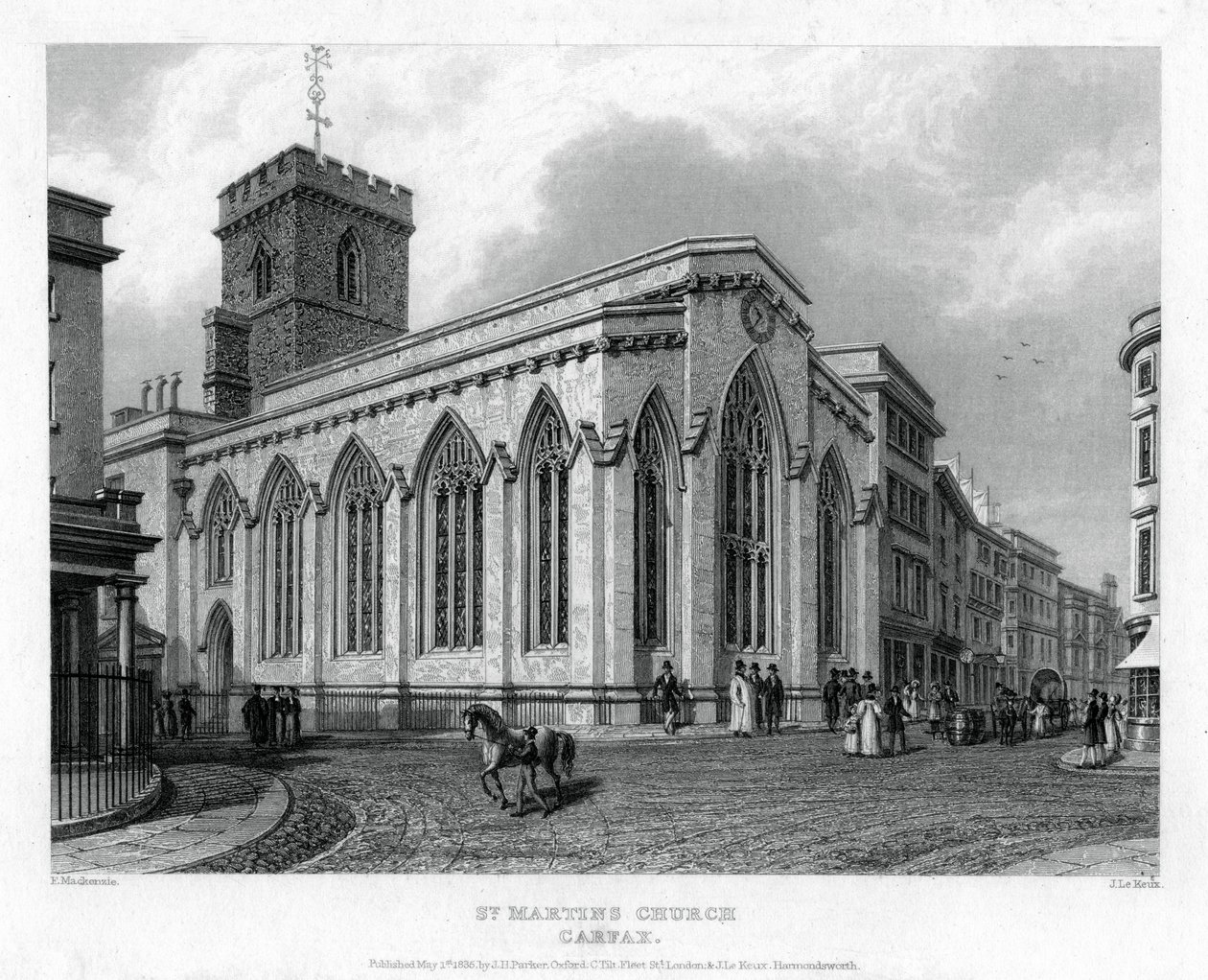 Chiesa di San Martino, Carfax, Oxford, 1835 da John Le Keux