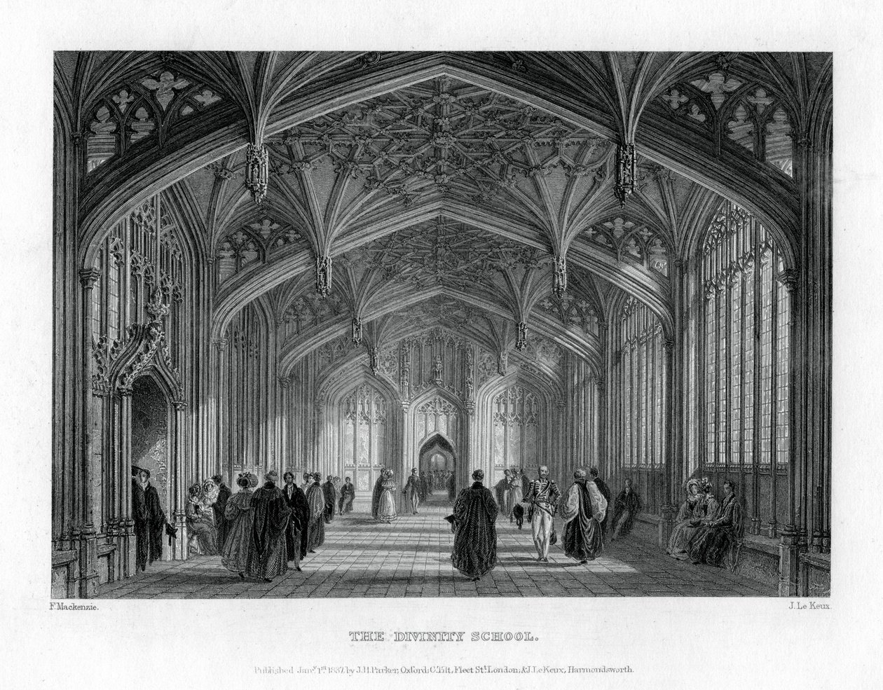 La Scuola di Divinità, Oxford, 1837 da John Le Keux