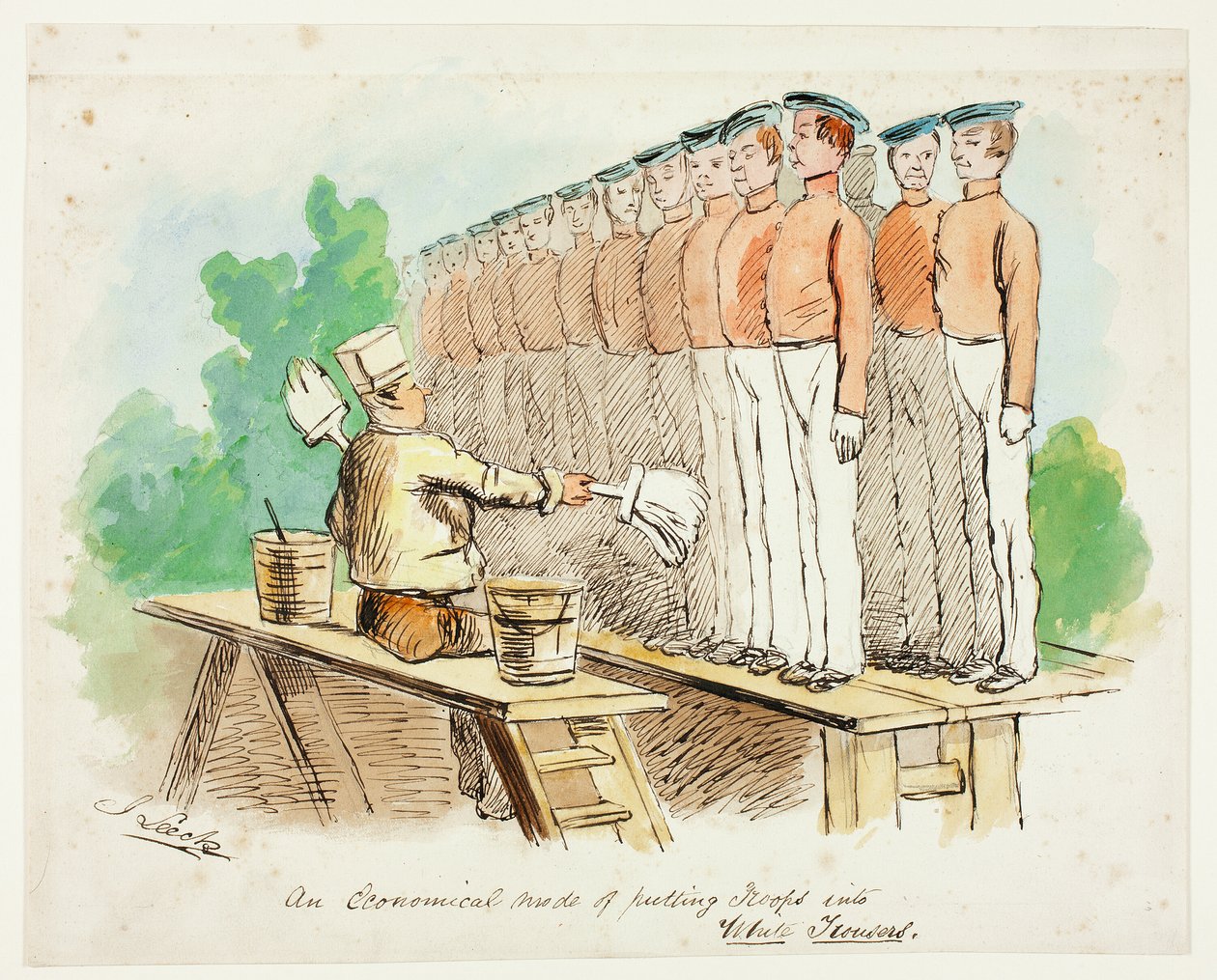 Un modo economico di mettere le truppe in pantaloni bianchi da John Leech