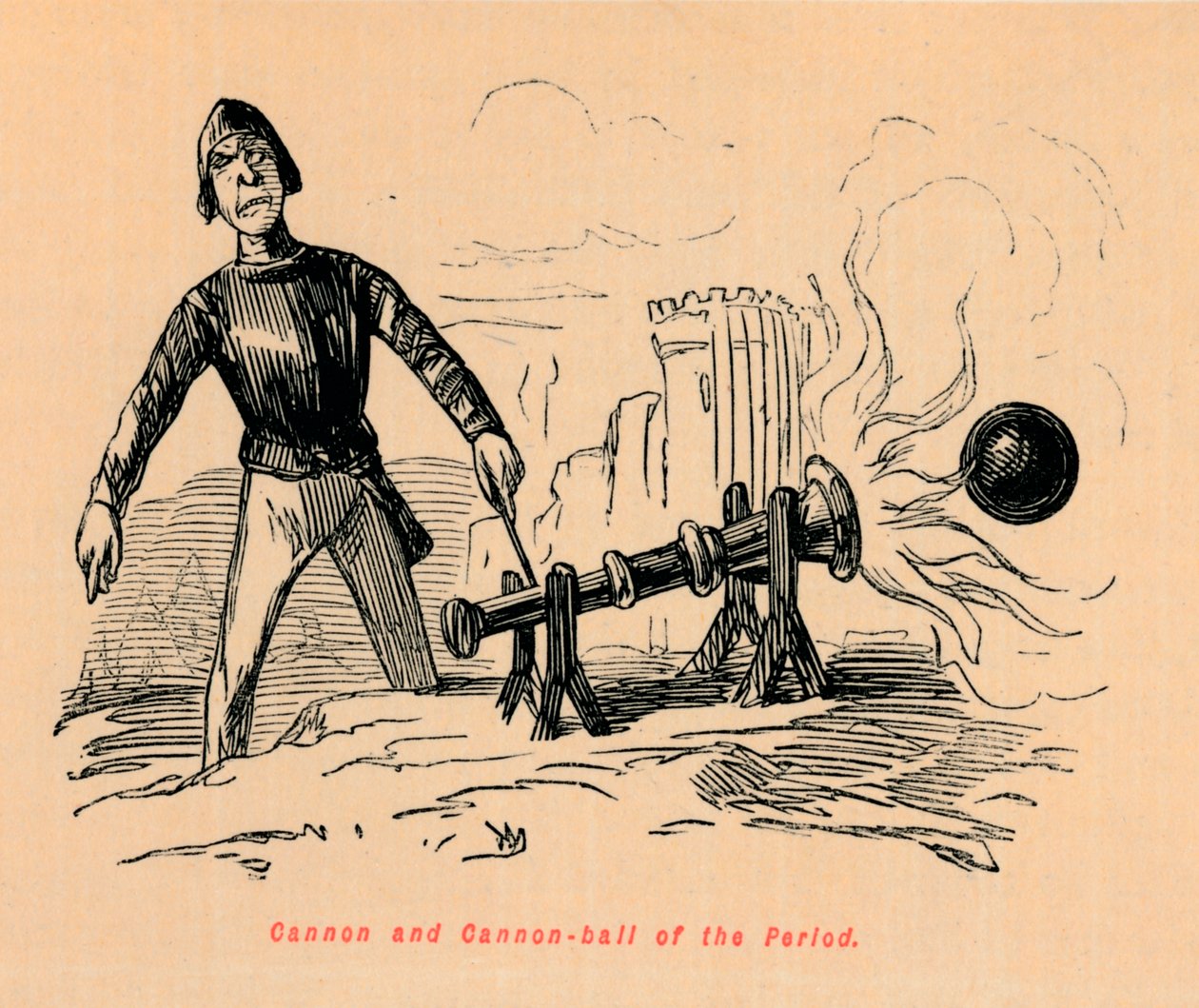 Cannone e palla di cannone del periodo da John Leech