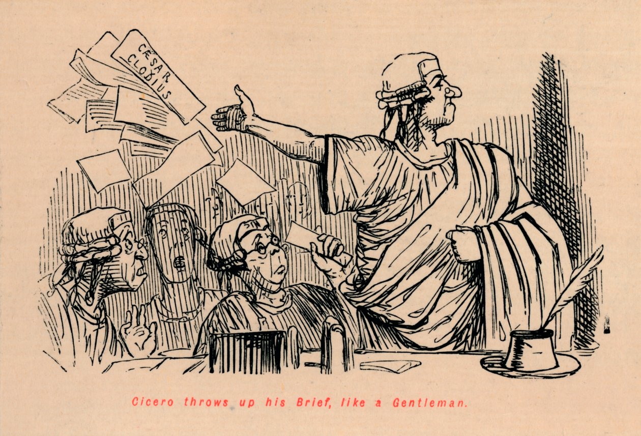 Cicerone getta via il suo fascicolo, come un gentiluomo, 1852 da John Leech