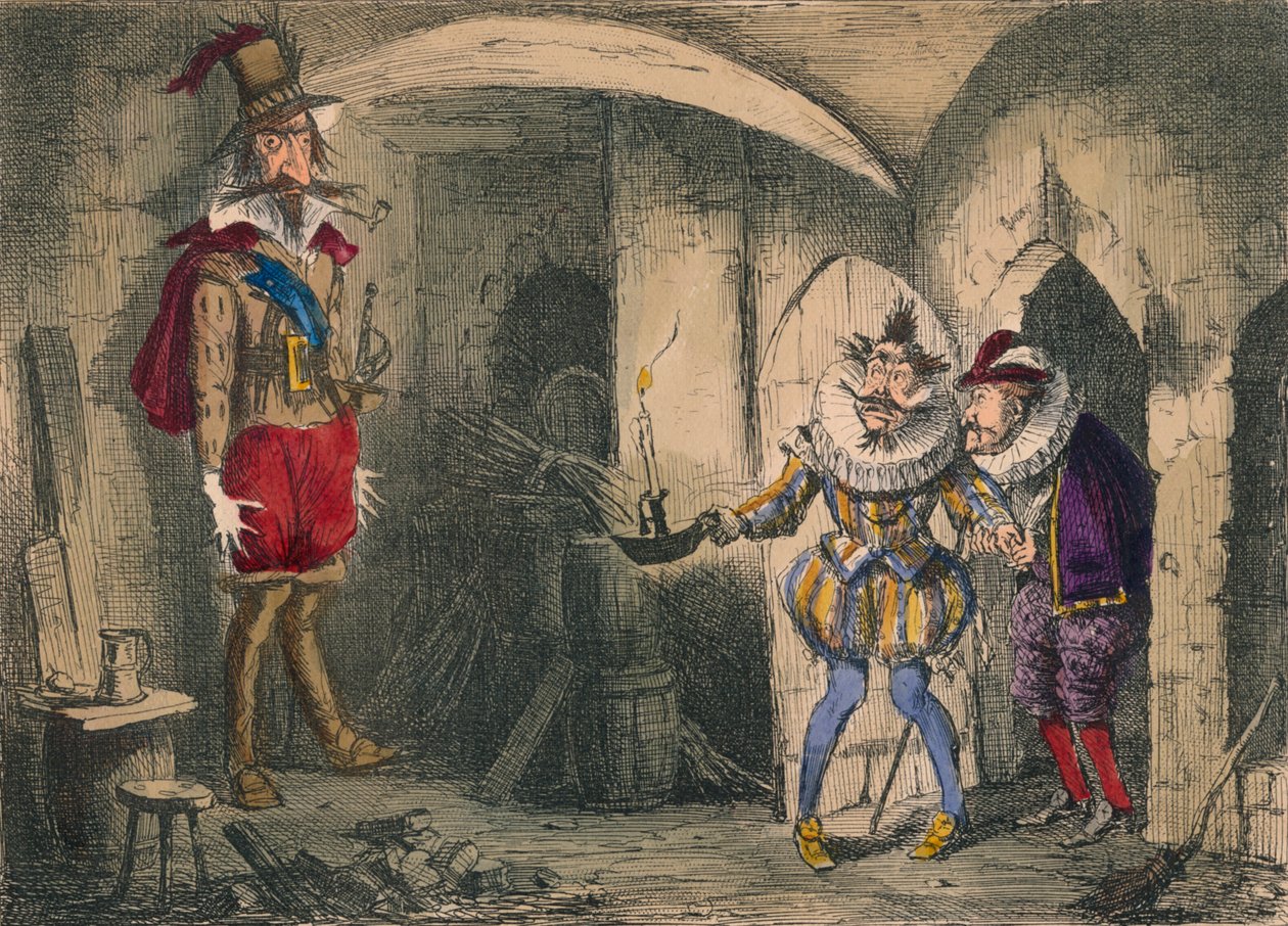 Scoperta di Guido Fawkes da parte di Suffolk e Mounteagle, 1850 da John Leech