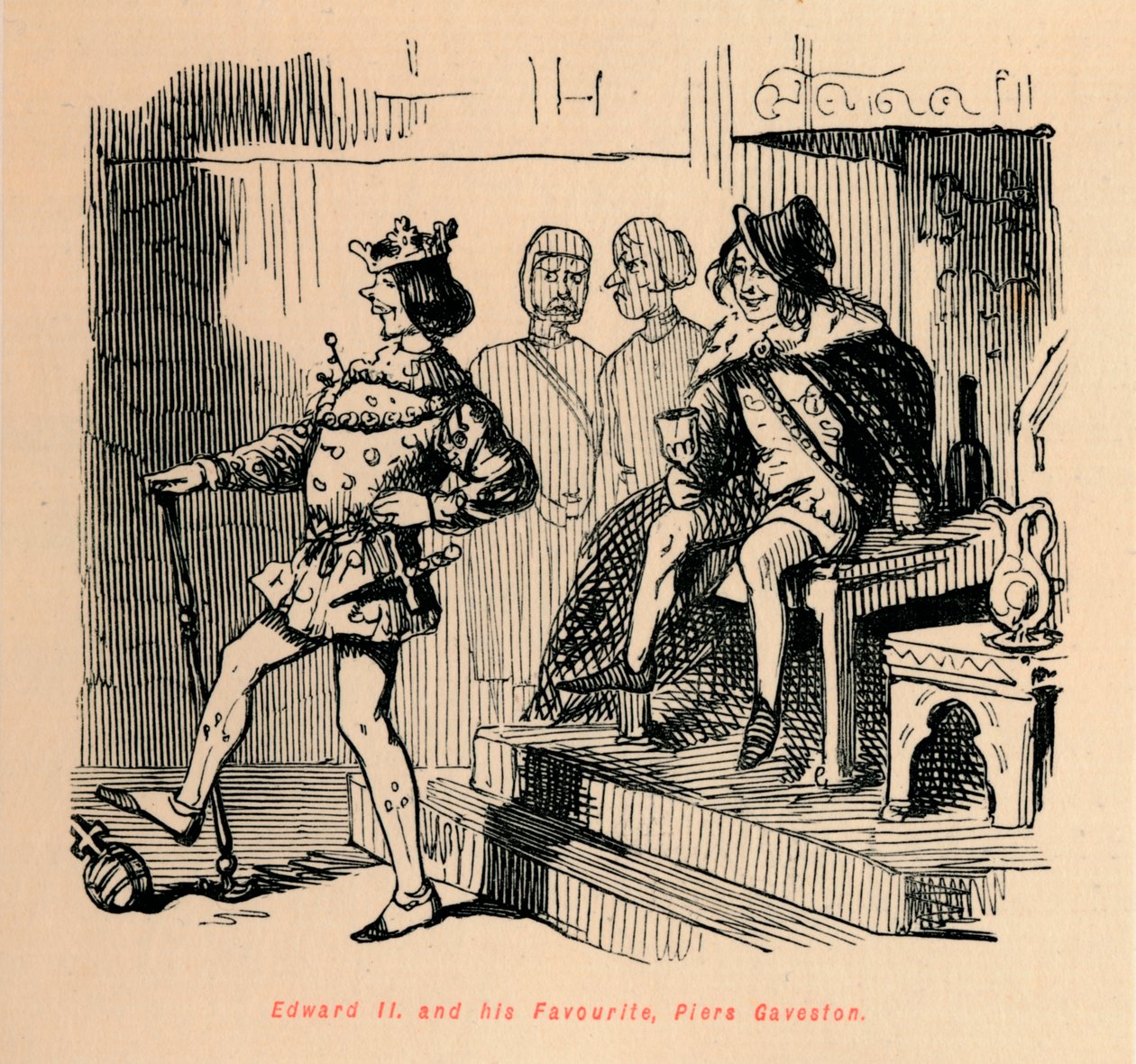 Edoardo II e il suo favorito, Piers Gaveston, c1860 da John Leech
