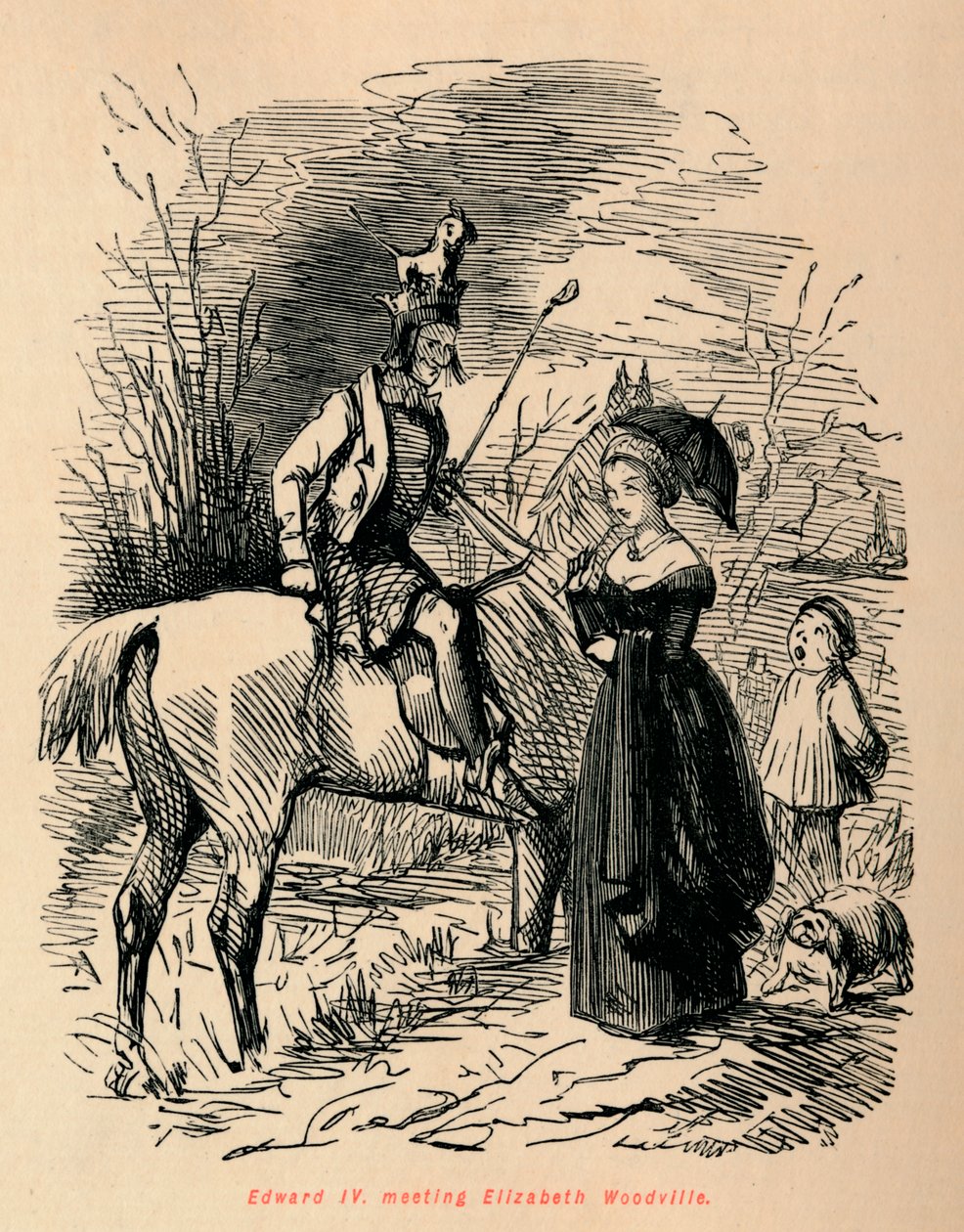 Edoardo IV incontra Elisabetta Woodville, c1860 da John Leech