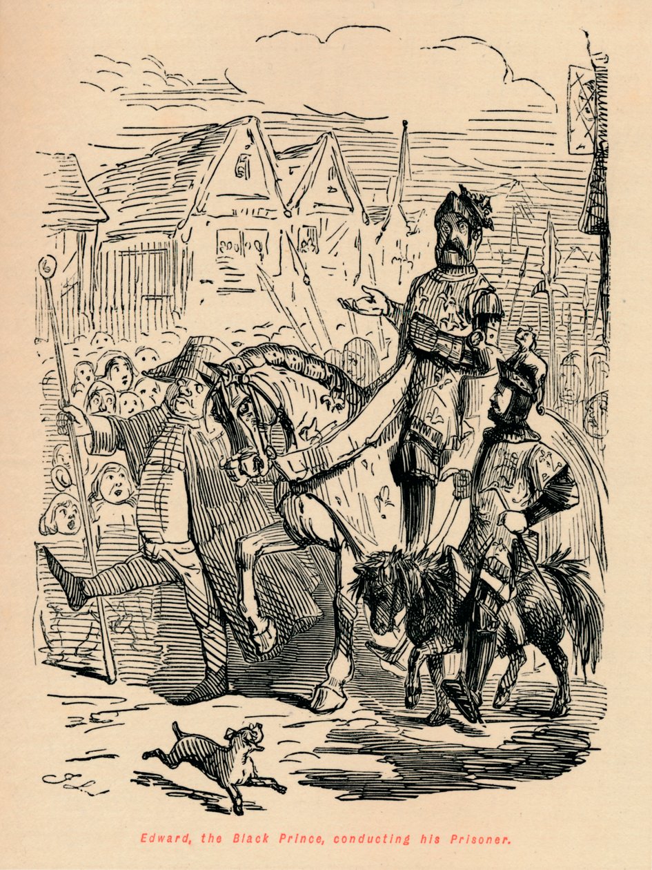 Edoardo il Principe Nero, che conduce il suo prigioniero, c. 1860 da John Leech