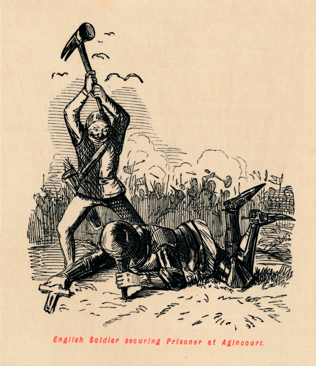 Soldato inglese che cattura un prigioniero ad Agincourt, c1860 da John Leech