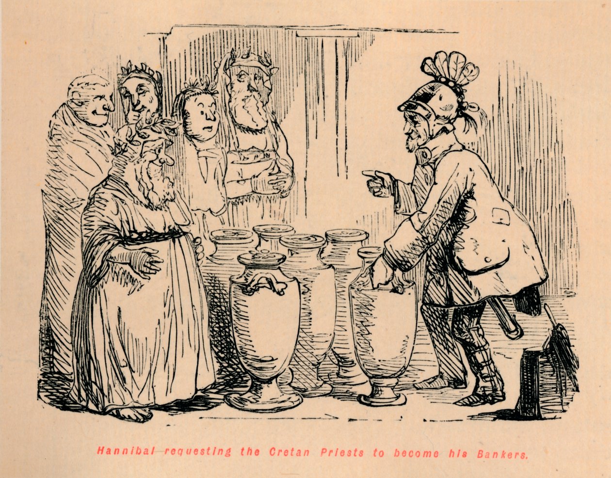 Annibale chiede ai sacerdoti cretesi di diventare i suoi banchieri, 1852 da John Leech
