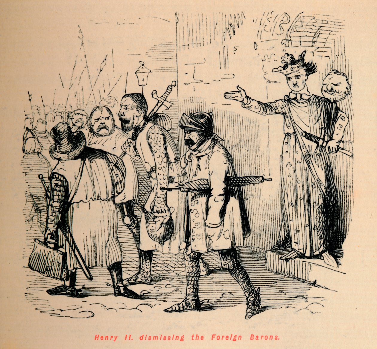 Enrico II che licenzia i baroni stranieri, c1860 da John Leech