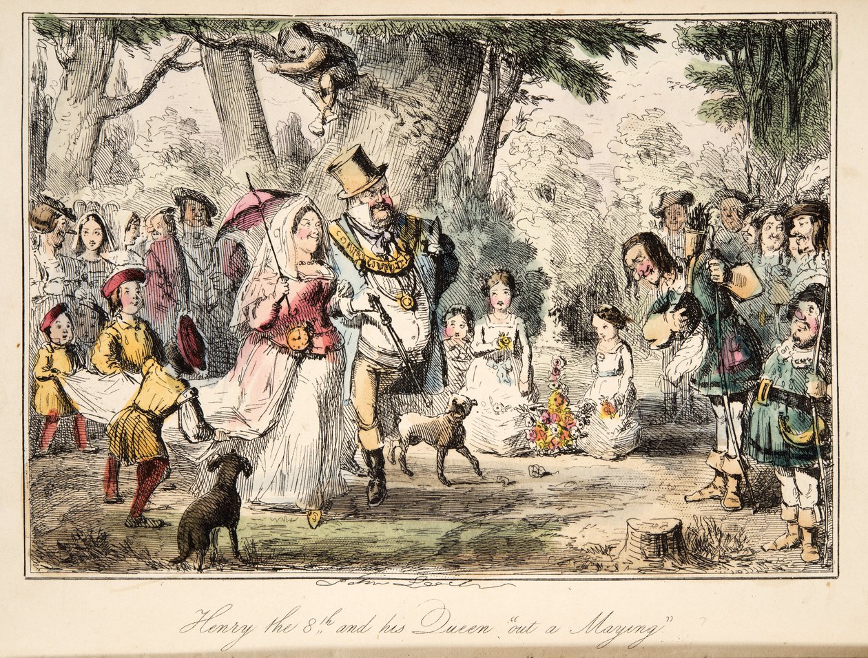 Enrico VIII e la sua regina a maggio, da The Comic History of England, pub. 1864 da John Leech