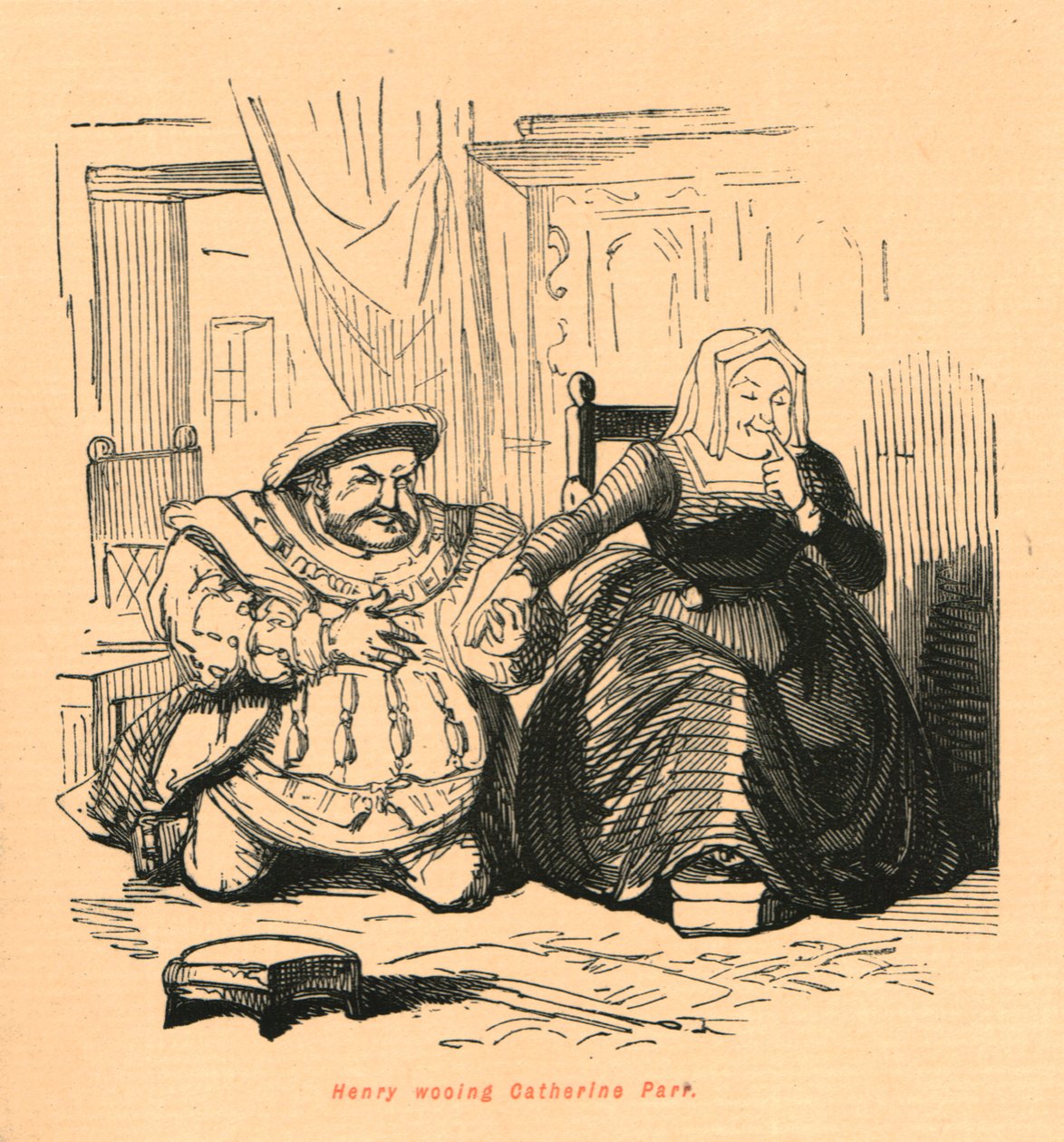 Enrico corteggia Catherine Parr, 1897 da John Leech